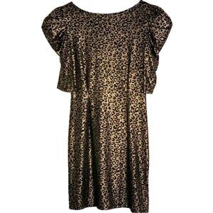 🆕 GUESS Metallic Shimmery Animal Leopard
Print Bodycon Flattering Mini Dress L